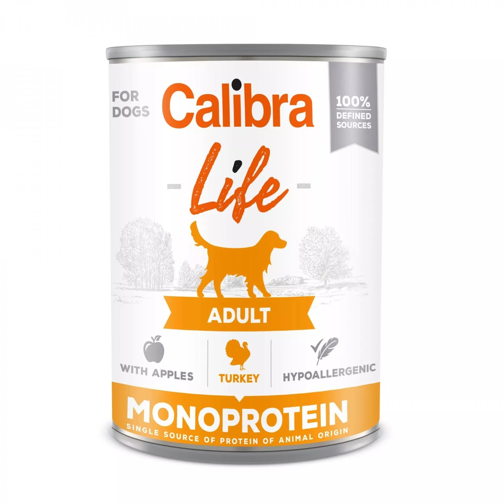 Calibra Dog Life konzerva pre dospelých psov s morčacím a jablkami 400 g