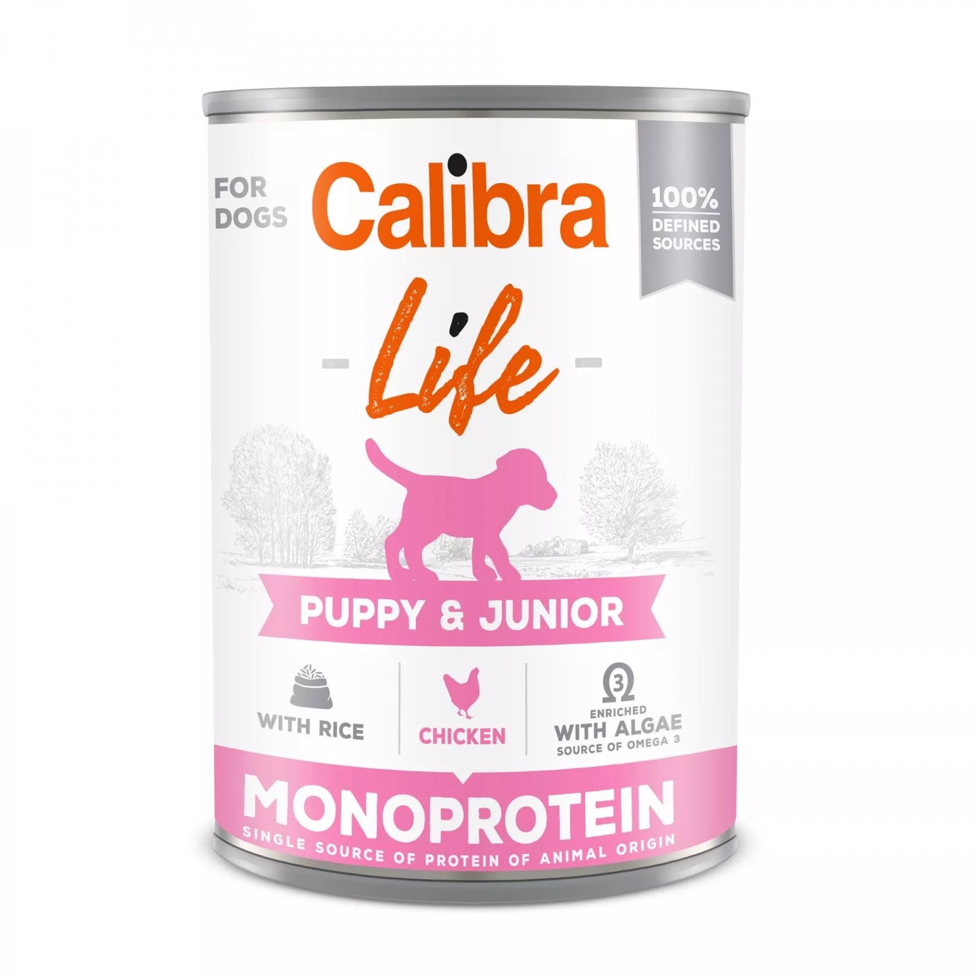 Calibra Dog Life konzerva pre šteňatá a juniorov s kuracím a ryžou 400 g