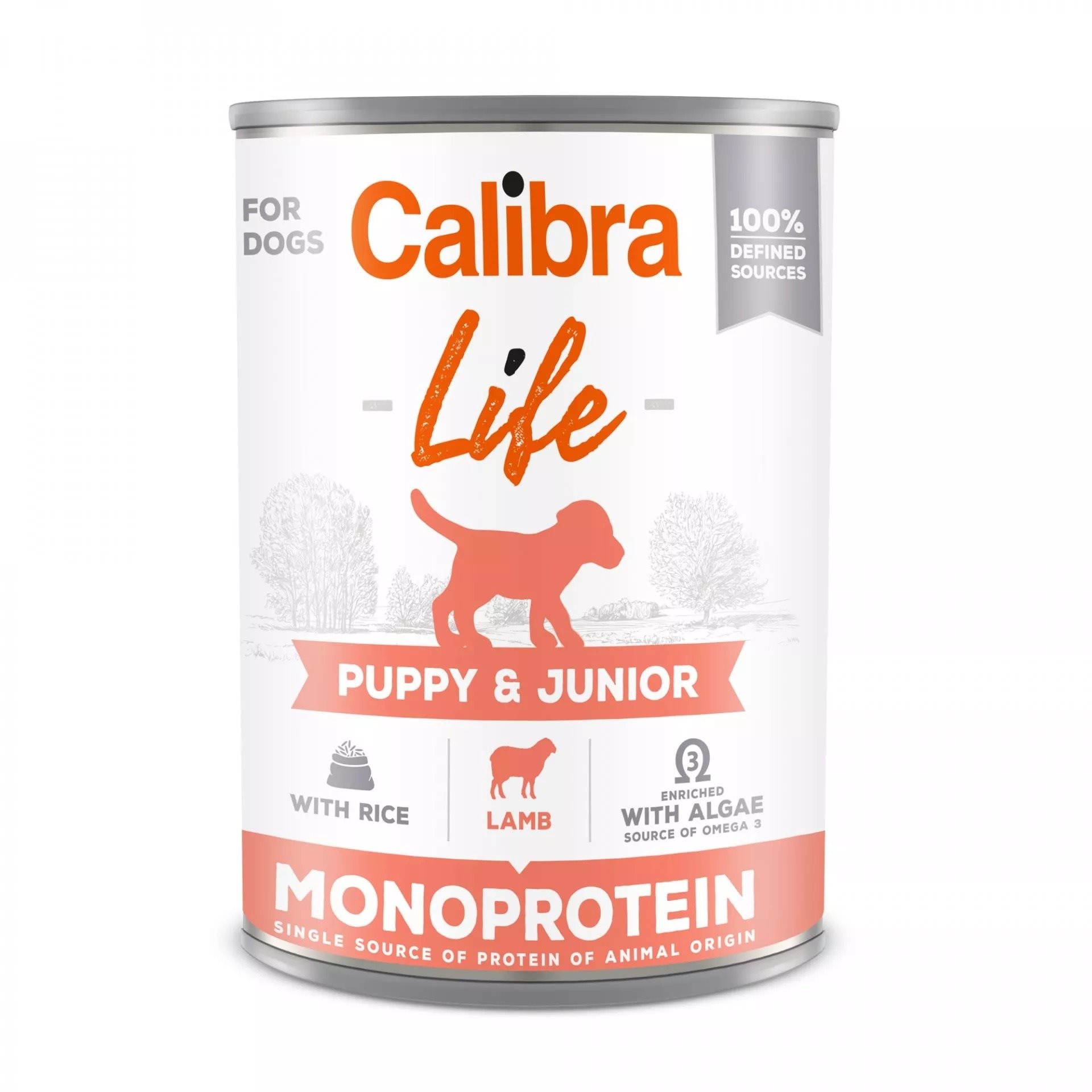 Calibra Dog Life konzerva pre šteňatá a juniorov s jahňacím a ryžou 400 g