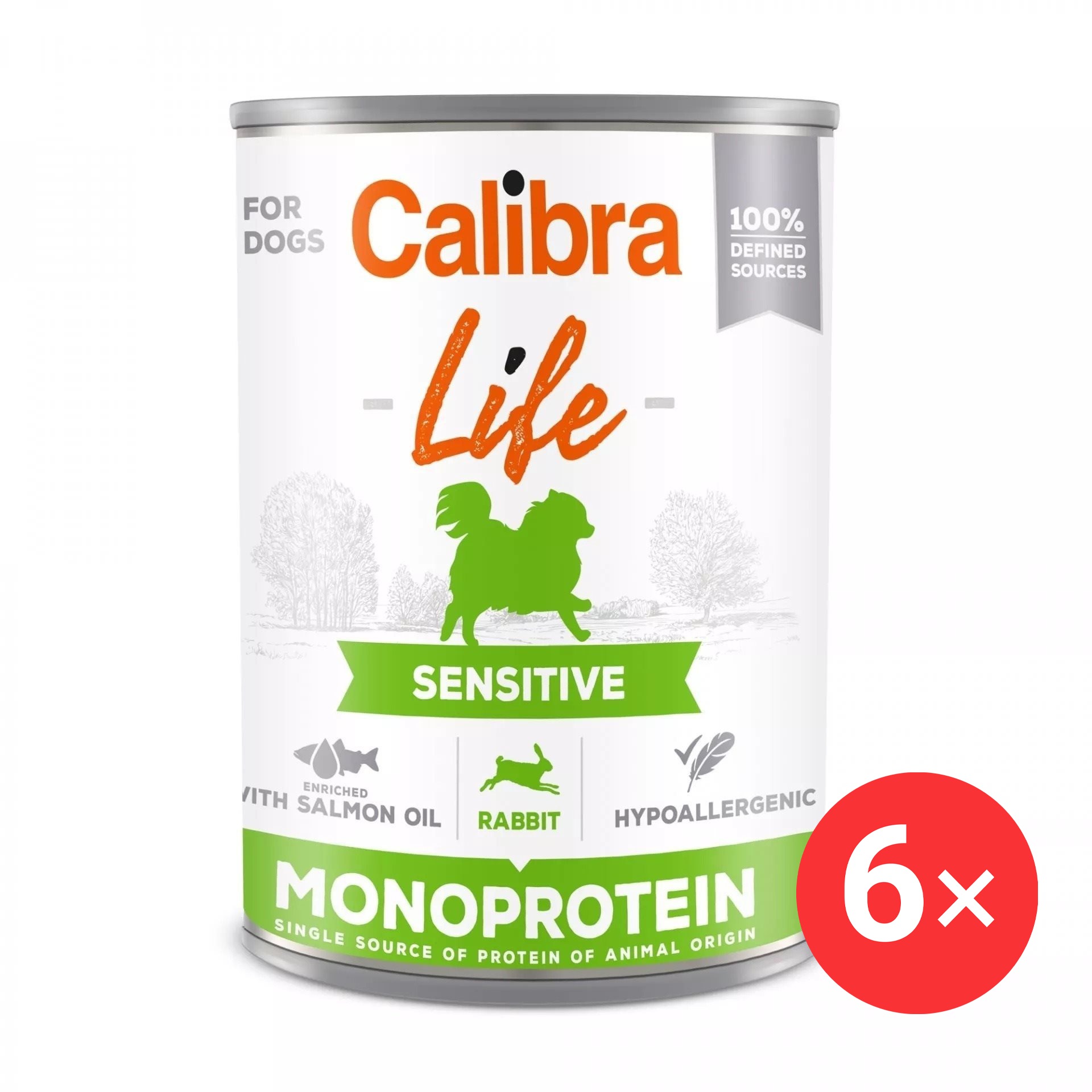 Calibra Dog Life konzerva pre psov s citlivým zažívaním so zajacom 6× 400 g
