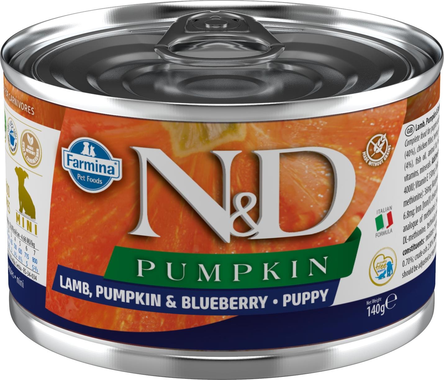 N&D Pumpkin Dog Puppy Lamb & Blueberry Mini 140 g