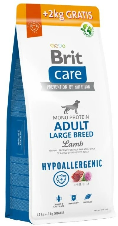 Brit Care Dog Hypoallergenic s jahňacím Adult large breed 12 + 2 kg