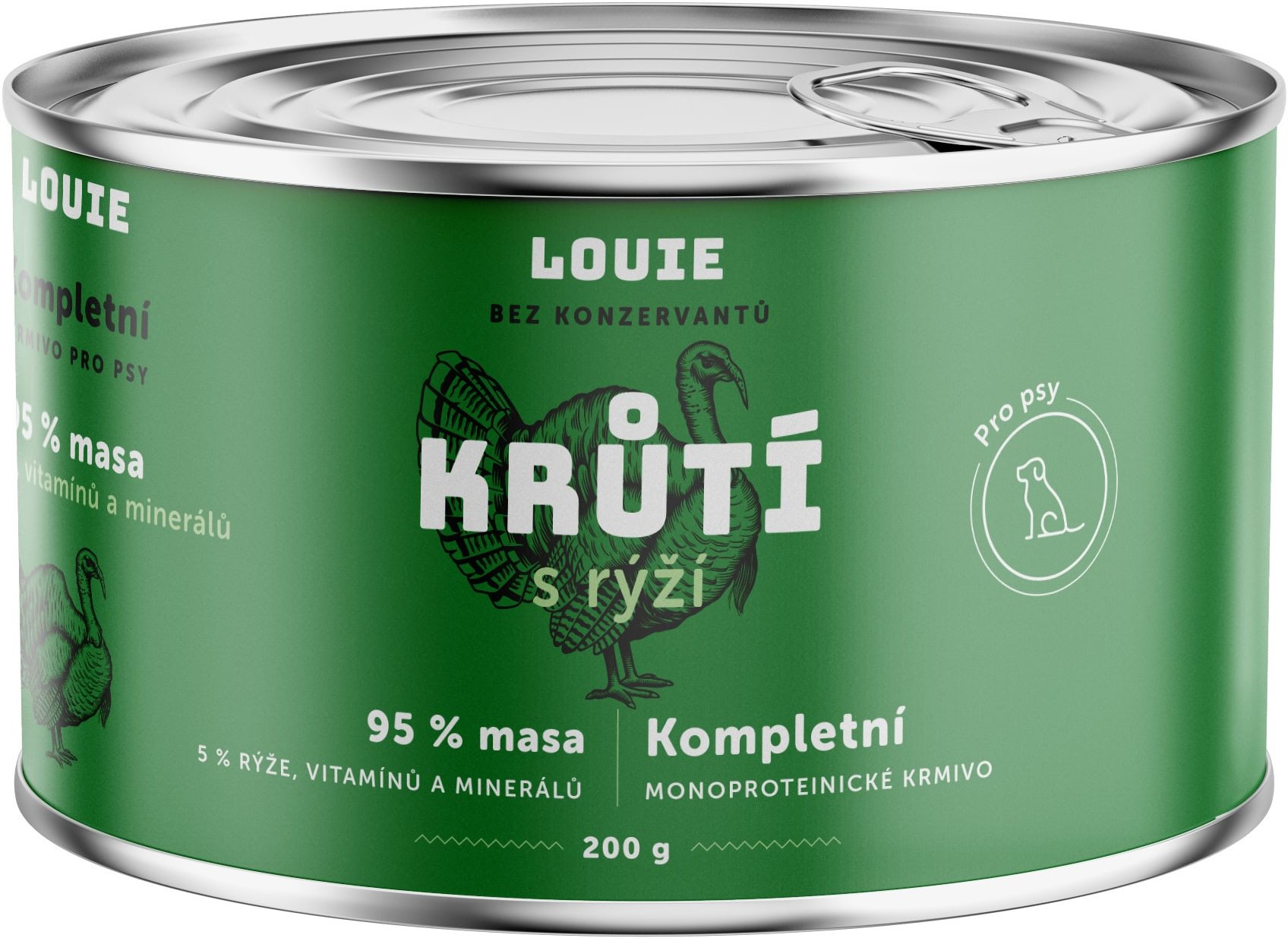LOUIE Kompletné monoproteínové krmivo – morka (95 %) s ryžou (5 %) 200 g