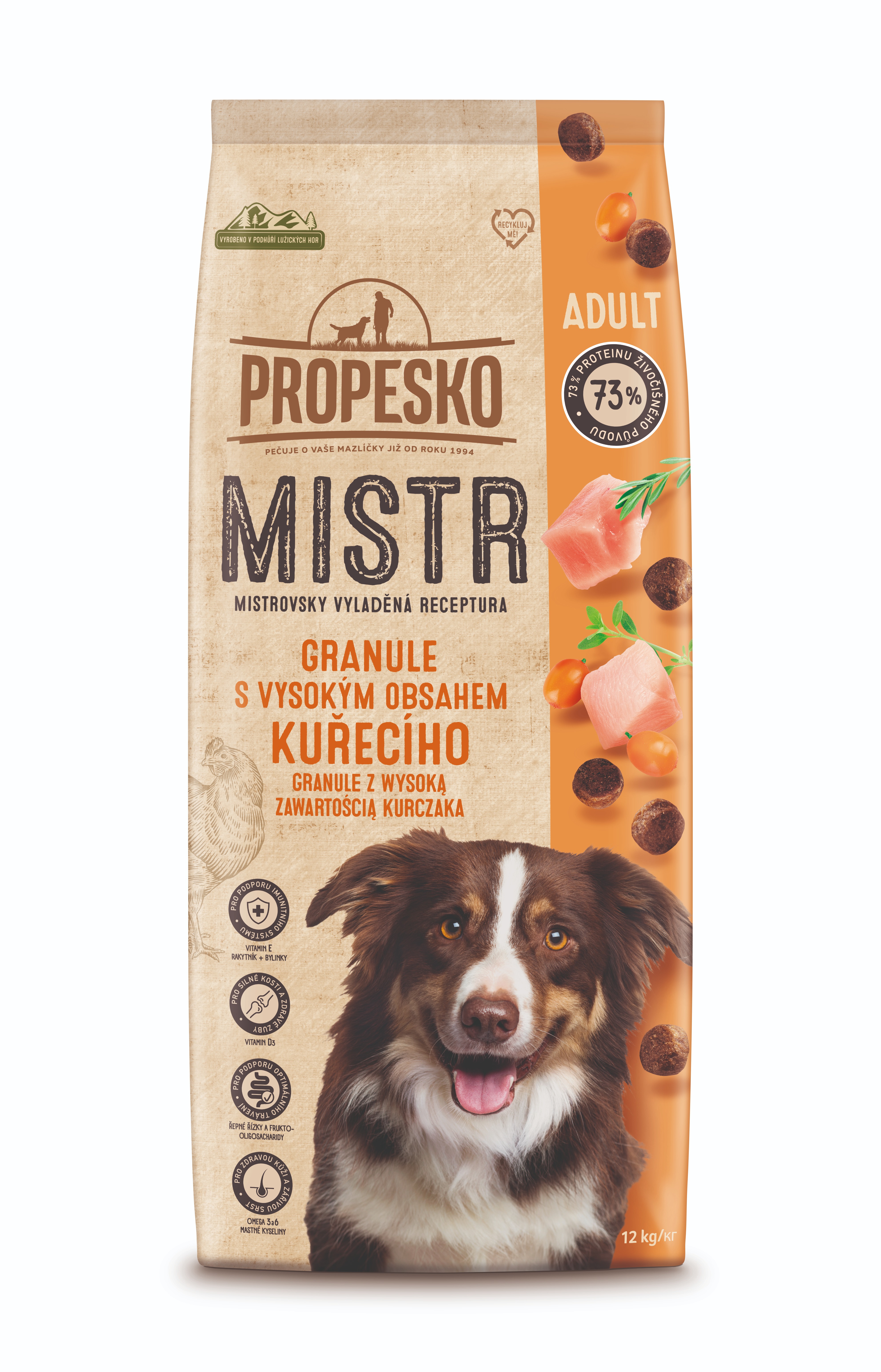 Propesko Mistr granule Adult s čerstvým kuracím 12 kg