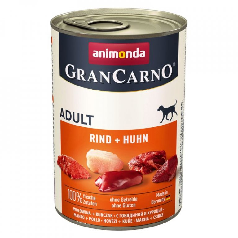 Grancarno konzerva pre psov Adult hovädzie, kura 400 g
