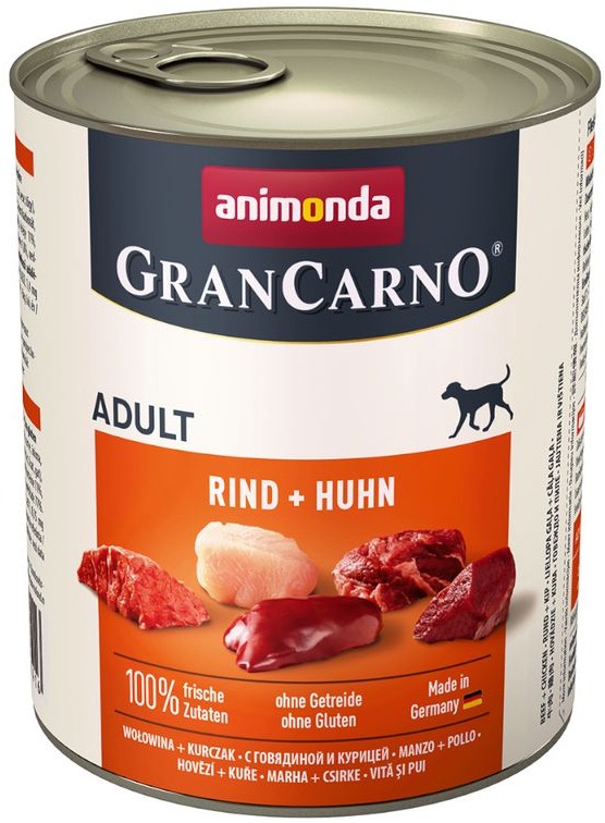 Grancarno konzerva pre psov Adult hovädzie, kuracieí 800 g