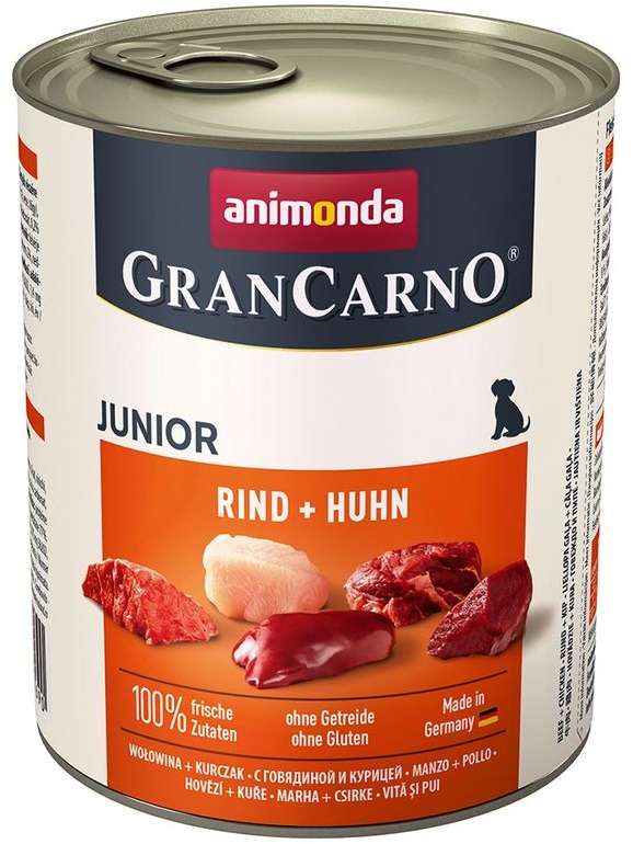 Grancarno konzerva pre psov Junior kurča, hovädzie 800 g