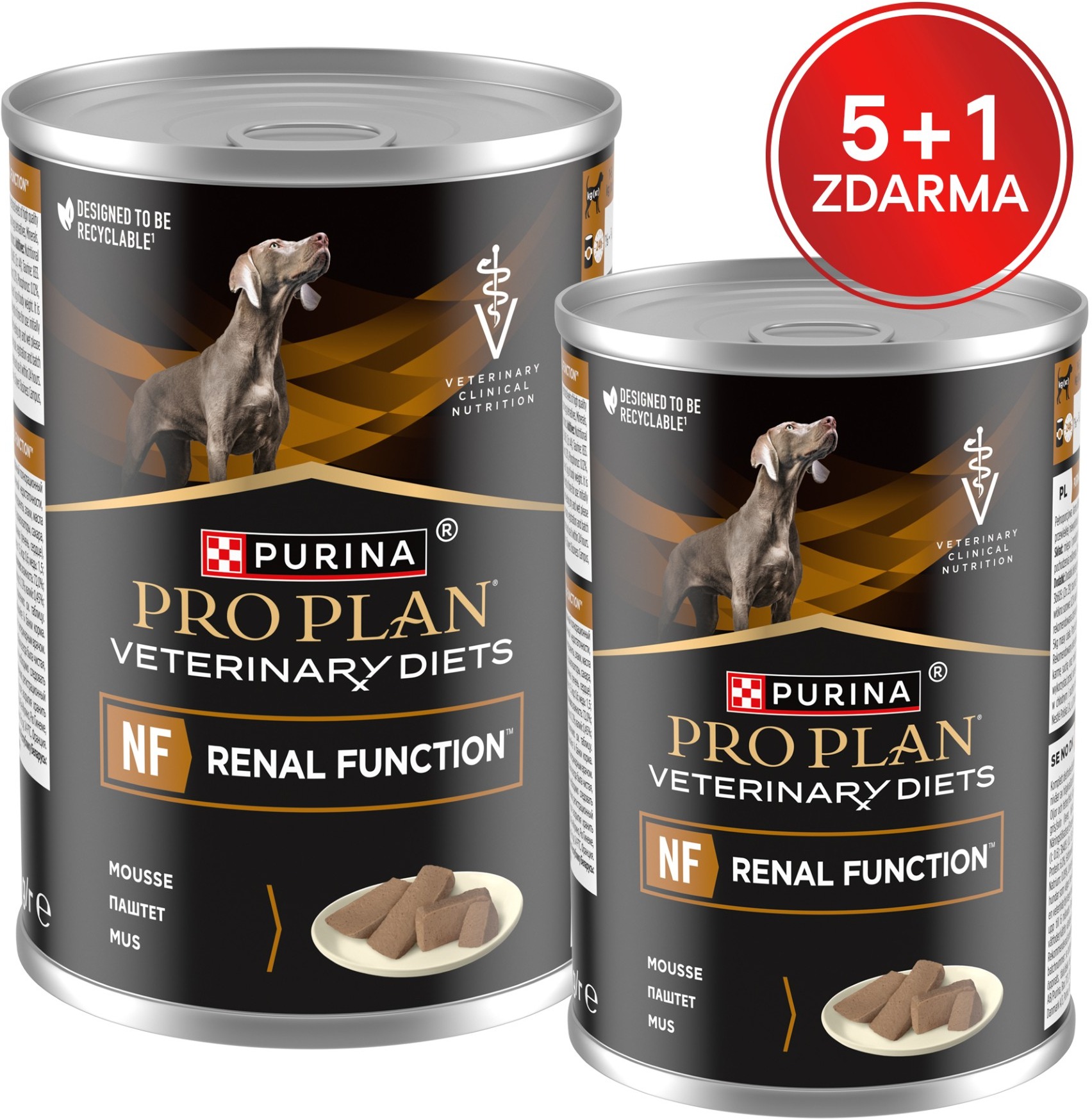 Pro Plan Veterinary Diets Canine NF Renal Function 400 g 5+1 konzerva zadarmo