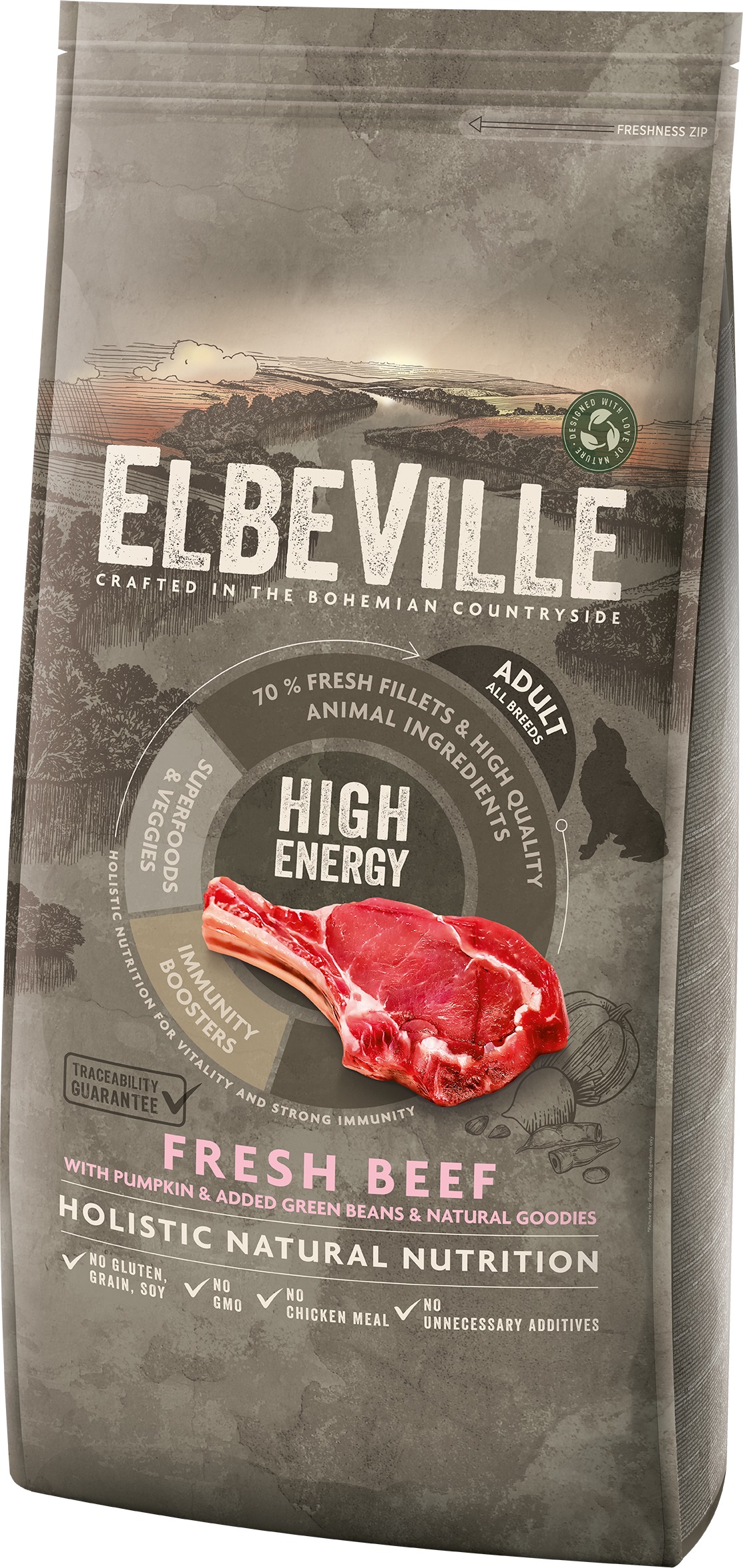 Elbeville Adult All Breeds High Energy Fresh Beef11,4 kg
