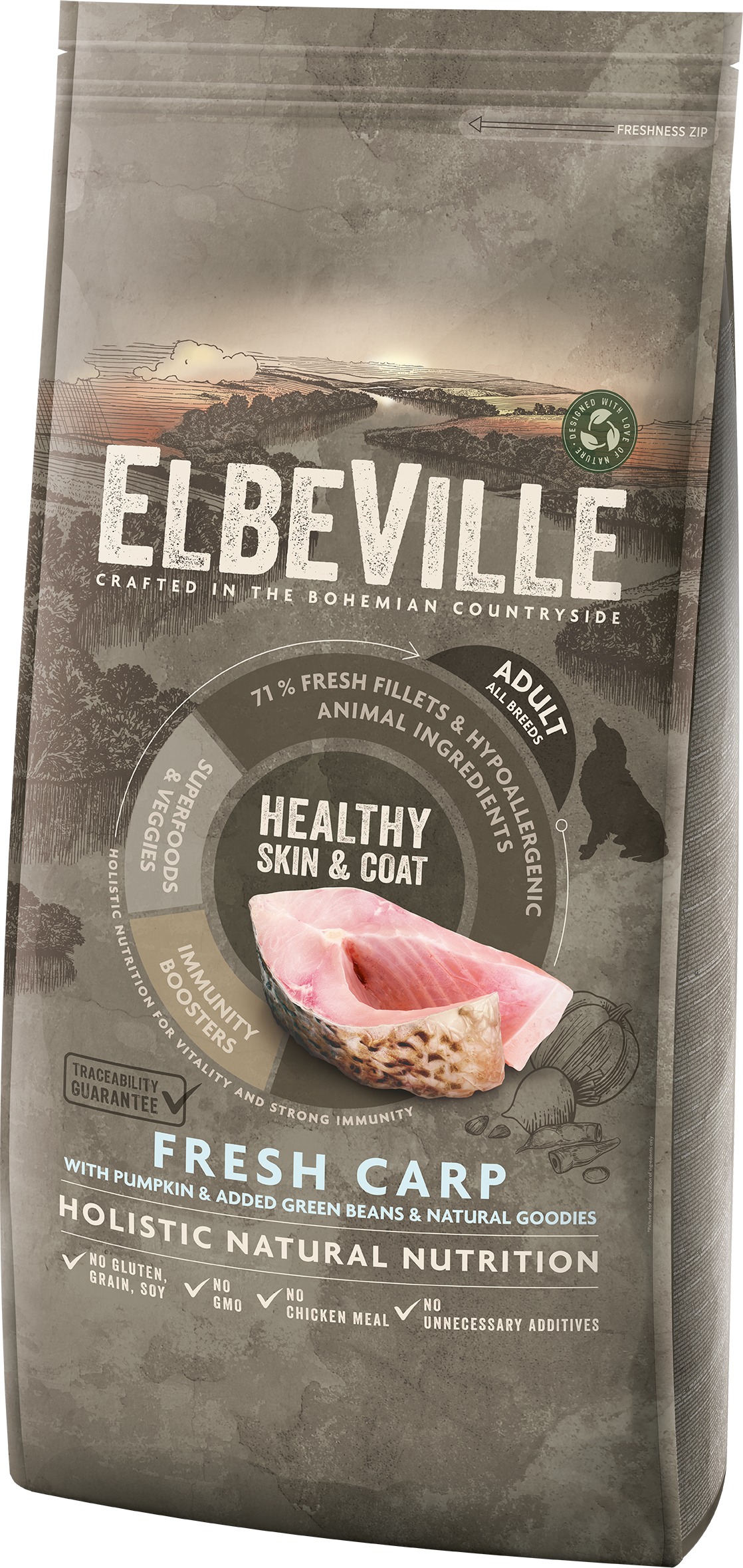 Elbeville Adult All Breeds Healthy Skin and Coat Fresh Carp 11,4 kg