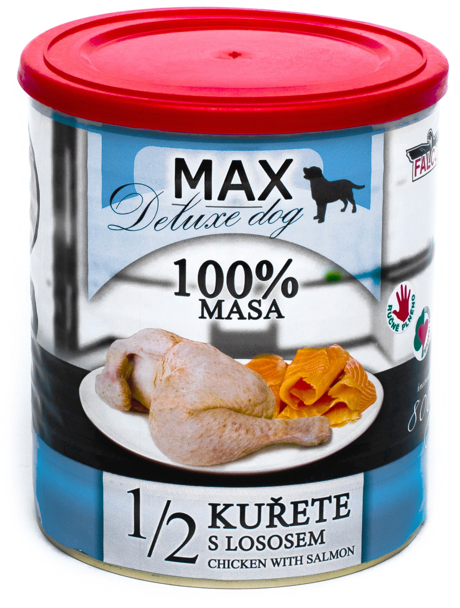 Sokol Falco MAX deluxe 1/2 kurčaťa s lososom 800 g
