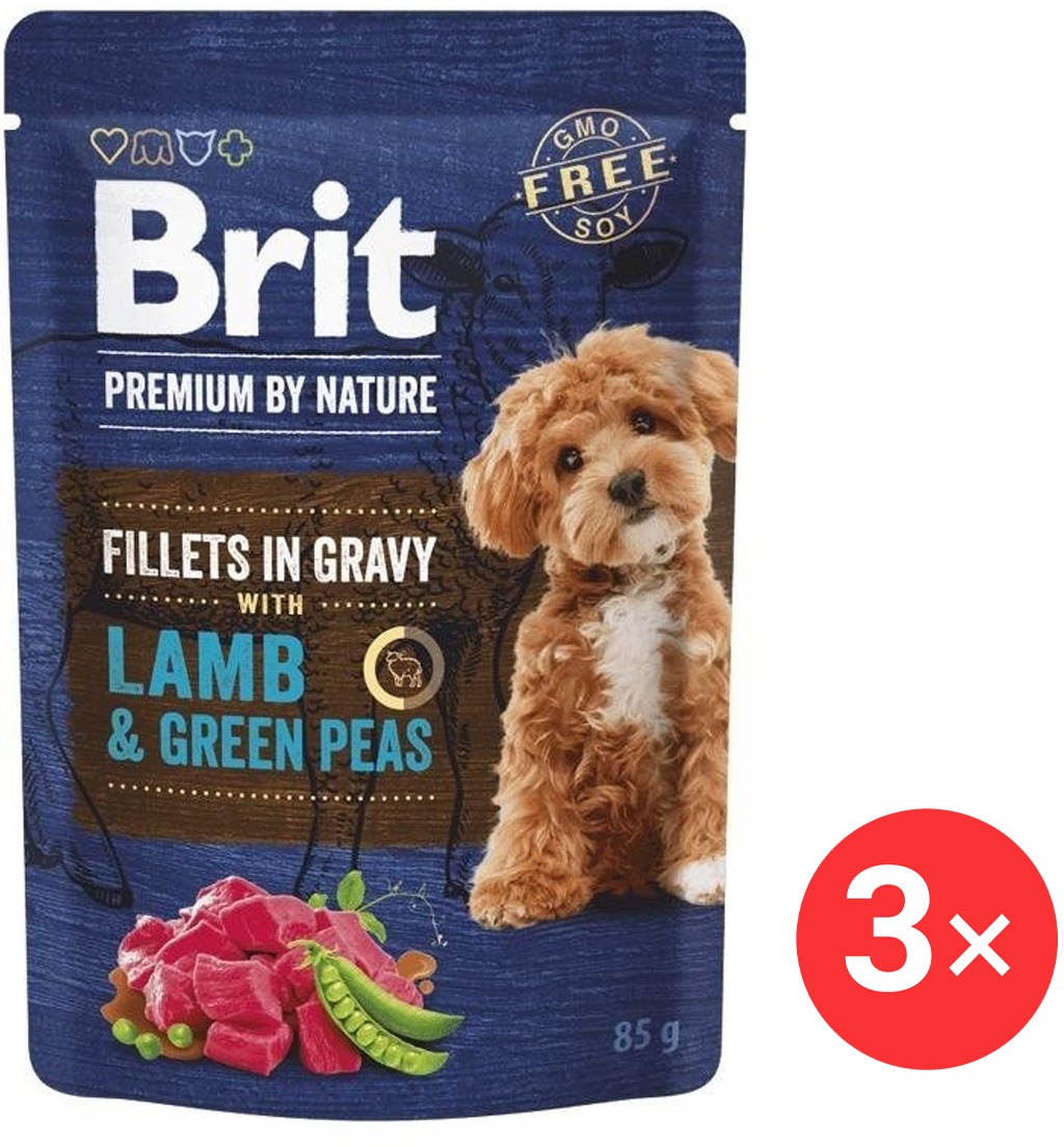 Brit Premium by Nature Dog Fillets in Gravy with Lamb & Green Peas 3× 85 g