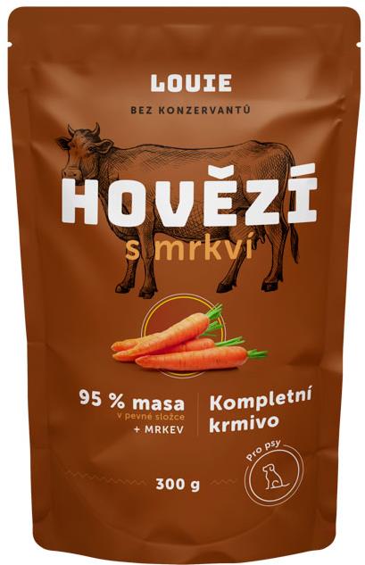 LOUIE kapsička hovädzie (95% v pevnej zložke) s mrkvou, vitamíny a minerály 300 g