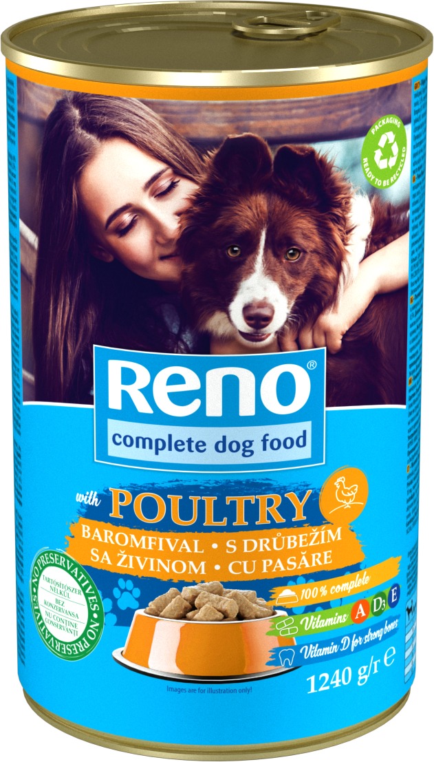 Reno konzerva pre psa s hydinovým 1240 g