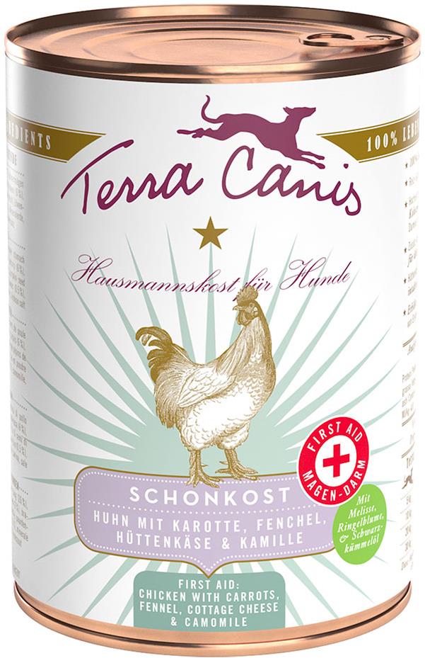 Terra Canis Konzerva Prvá pomoc pri hnačke Kurča s mrkvou, feniklom, tvarohom a harmančekom 400 g