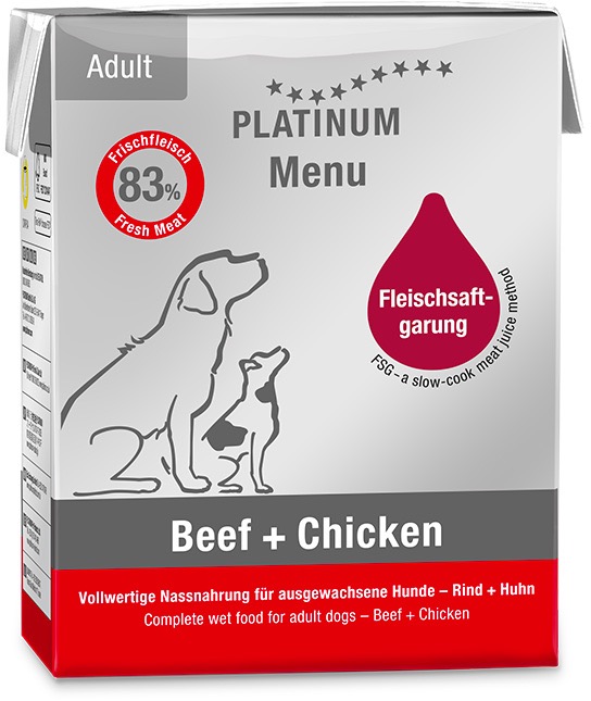 Platinum Natural Menu Hovädzie + Kurča 185 g 12 ks