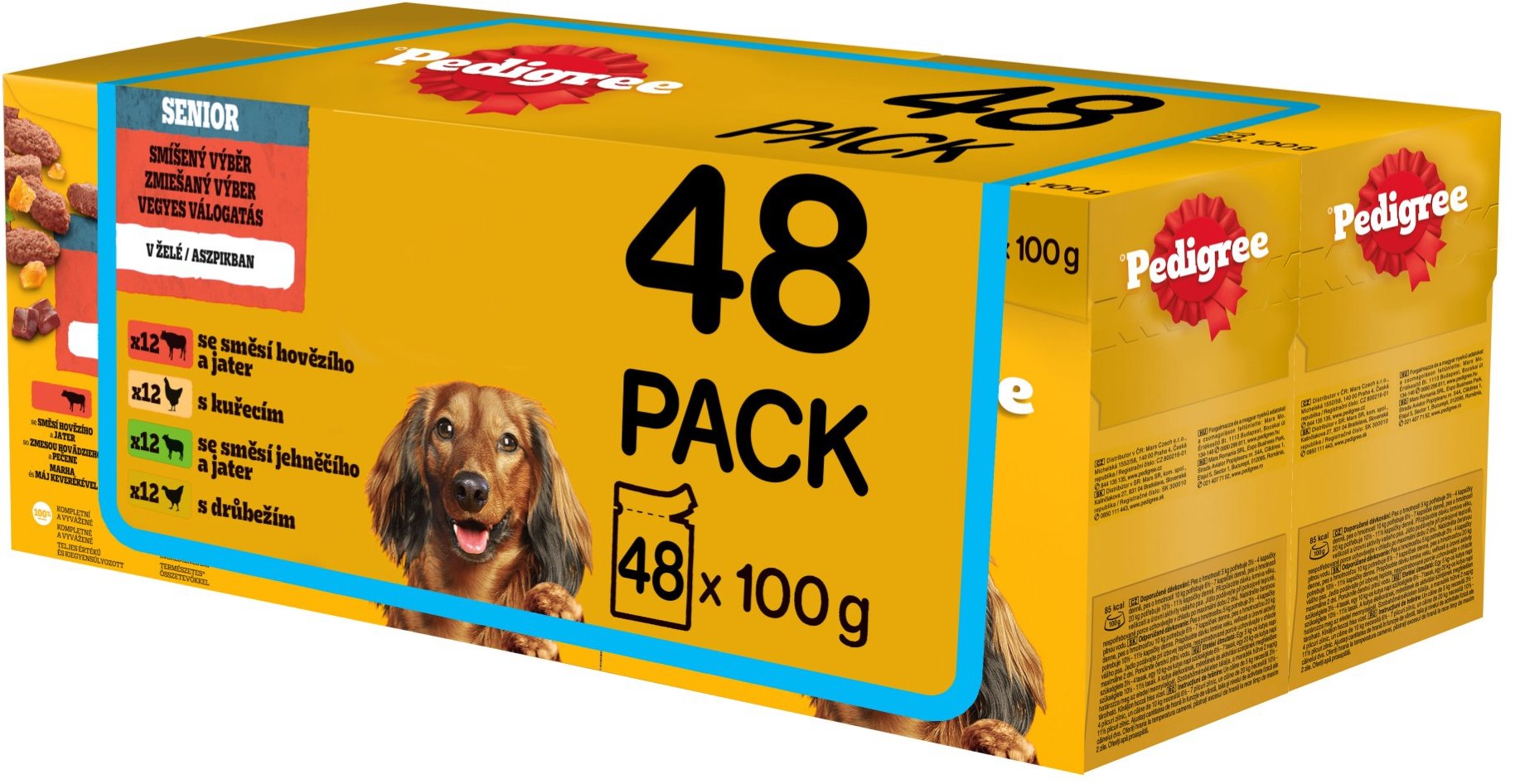 Pedigree Senior, zmiešaný výber kapsičiek v želé, 48 × 100 g