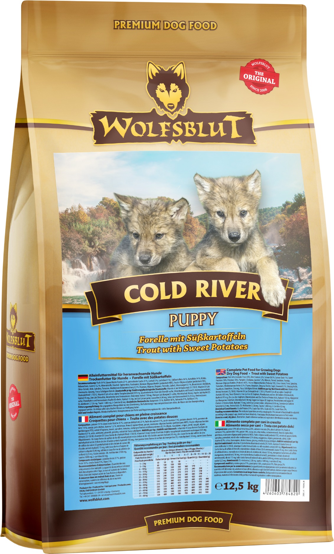 Wolfsblut Dog Puppy Cold River pstruh s batatmi 12,5 kg