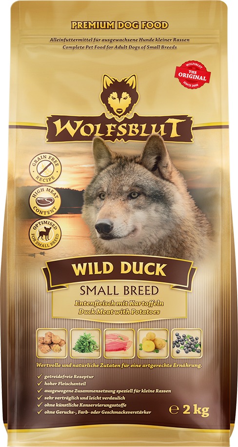 Wolfsblut Dog Small Breed Wild Duck kačica so zemiakmi 2 kg