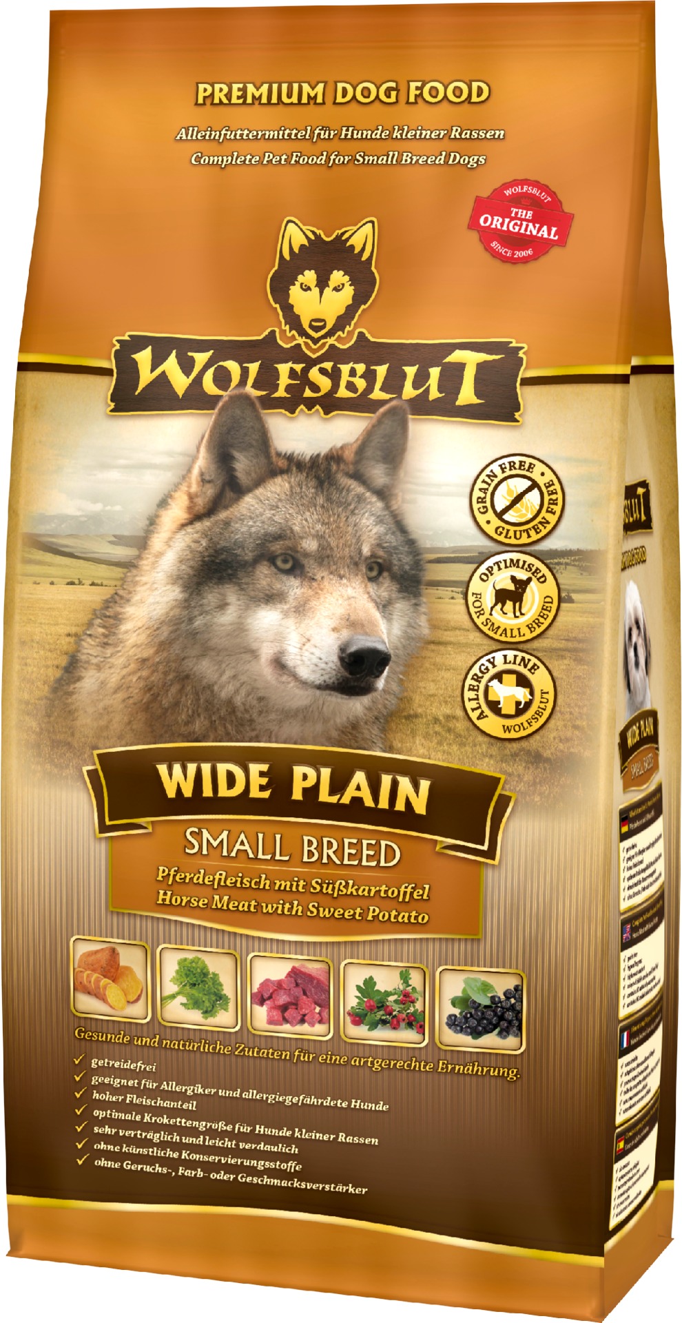 Wolfsblut Dog Small Breed Wide Plain kôň s batatmi 2 kg