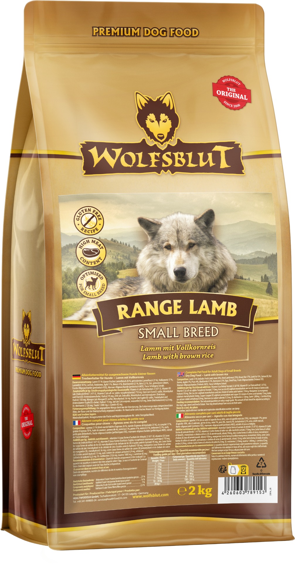 Wolfsblut Dog Small Breed Range Lamb jahňacie s hnedou ryžou 2 kg