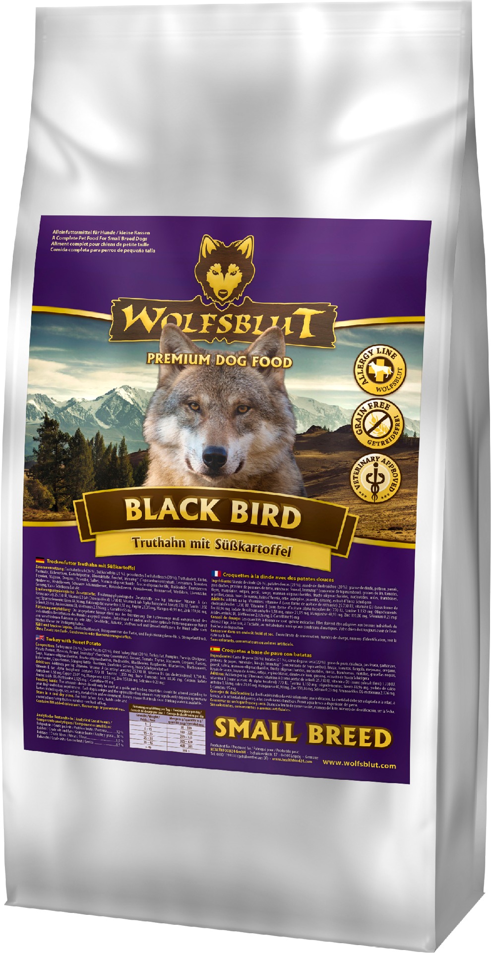 Wolfsblut Dog Small Breed Black Bird morka s batatmi 7,5 kg