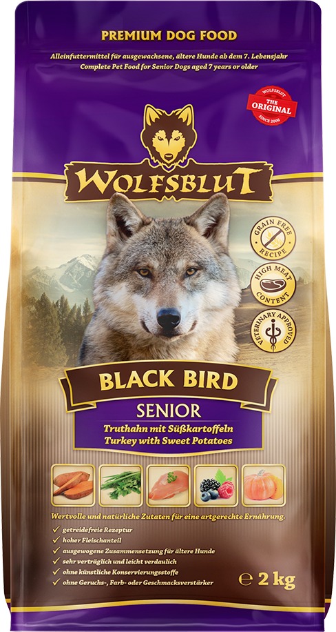 Wolfsblut Dog Senior Black Bird morka s batatmi 2 kg