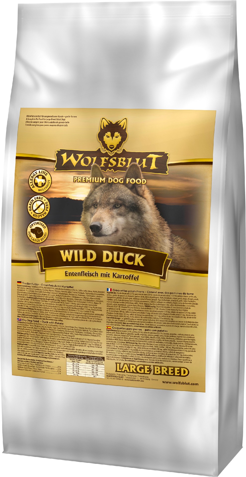 Wolfsblut Dog Large Breed Wild Duck kačica so zemiakmi 2 kg