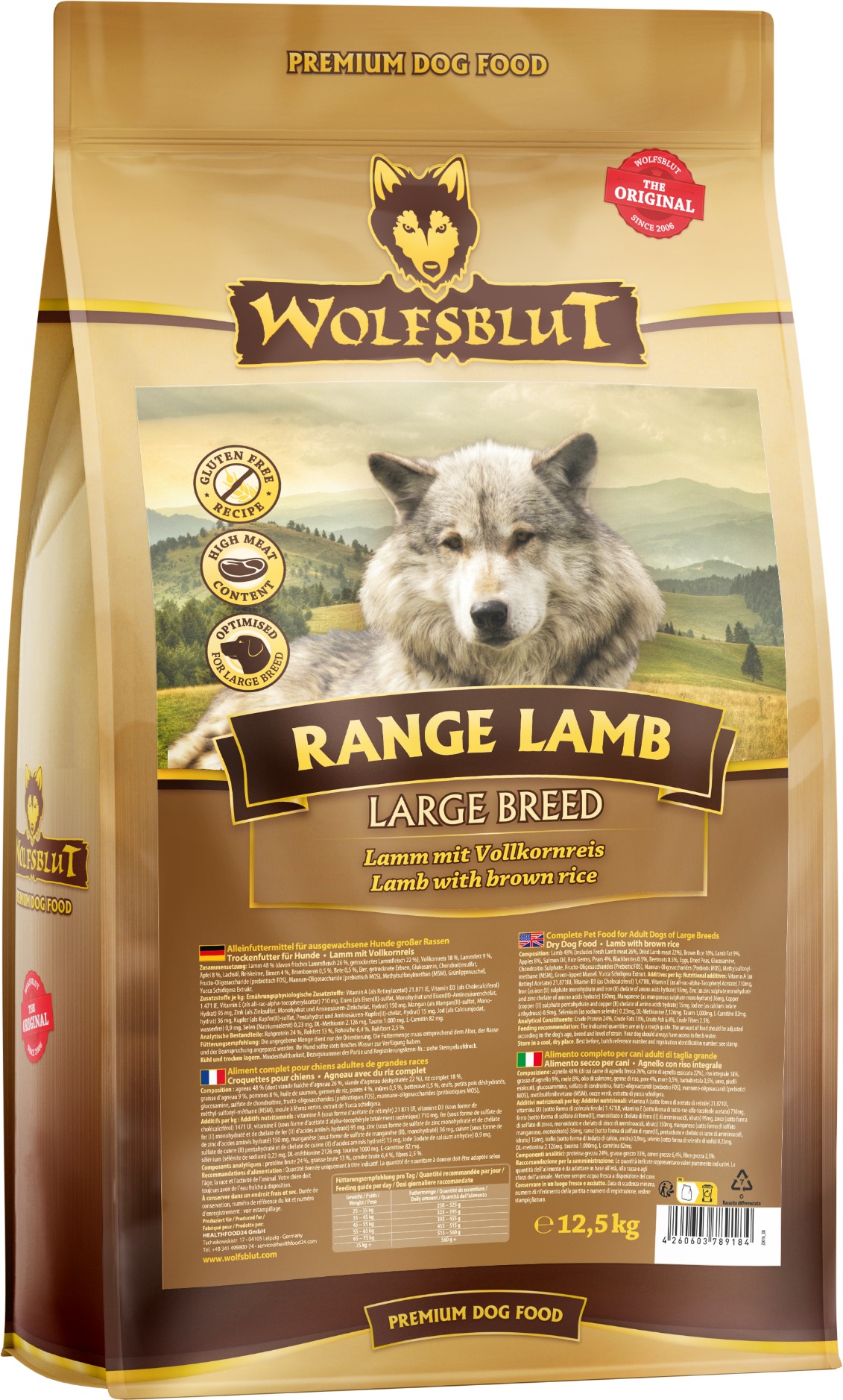 Wolfsblut Dog Large Breed Range Lamb jahňacie s hnedou ryžou 12,5 kg