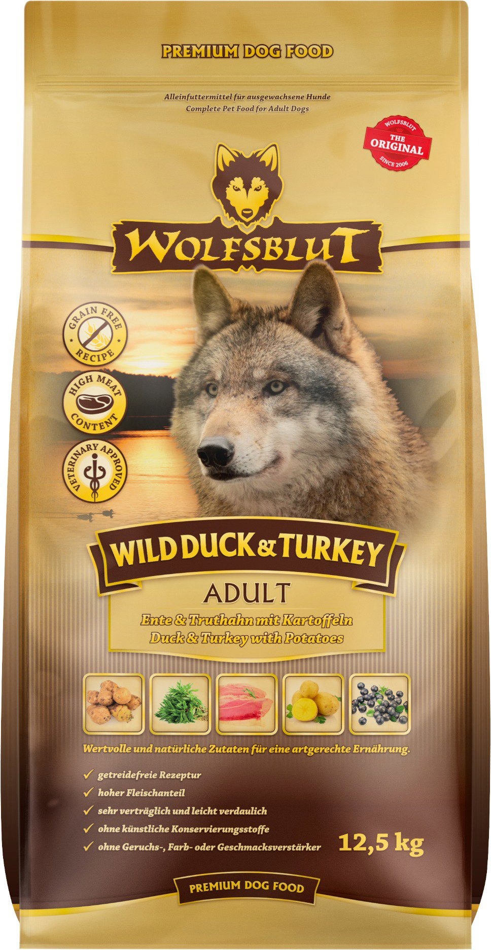 Wolfsblut Dog Adult Wild Duck & Turkey kačica a morka 12,5 kg