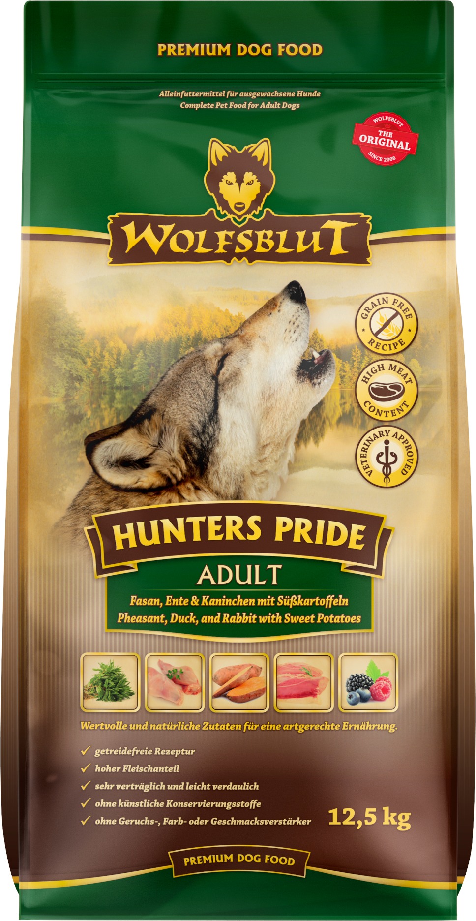 Wolfsblut Dog Adult Hunters Pride bažant, kačica a králik 12,5 kg
