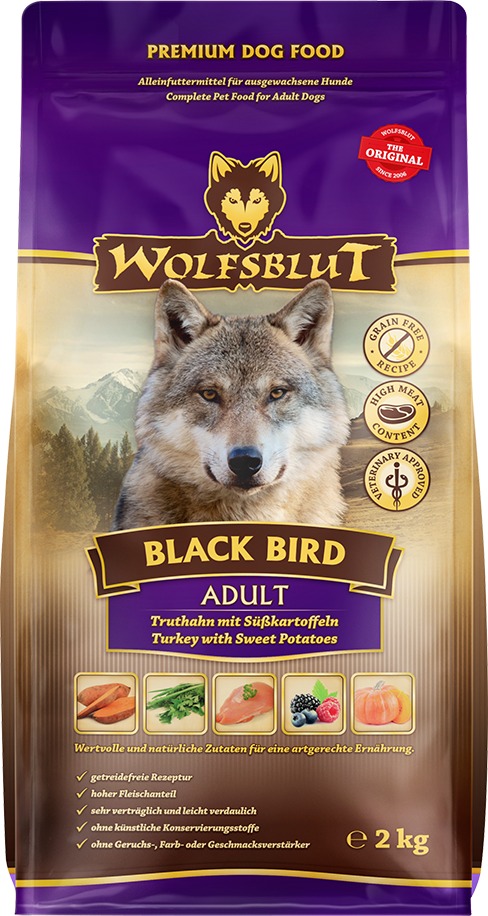 Wolfsblut Dog Adult Black Bird morka s batatmi 2 kg