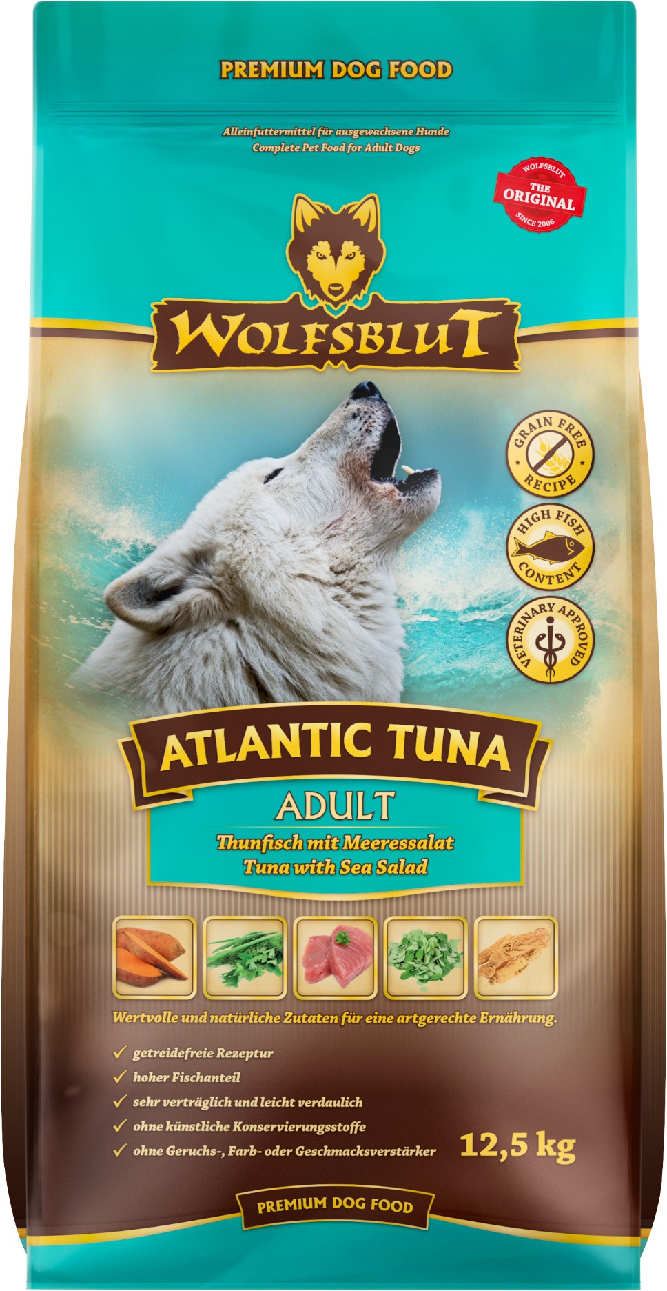 Wolfsblut Dog Adult Atlantic Tuna tuniak s morskými riasami 12,5 kg