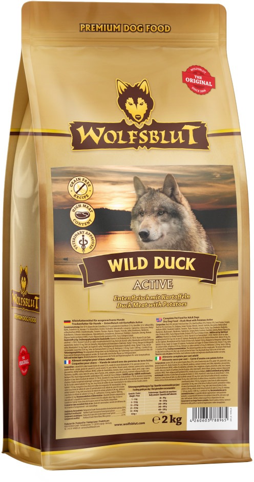 Wolfsblut Dog Active Wild Duck kačica so zemiakmi 2 kg