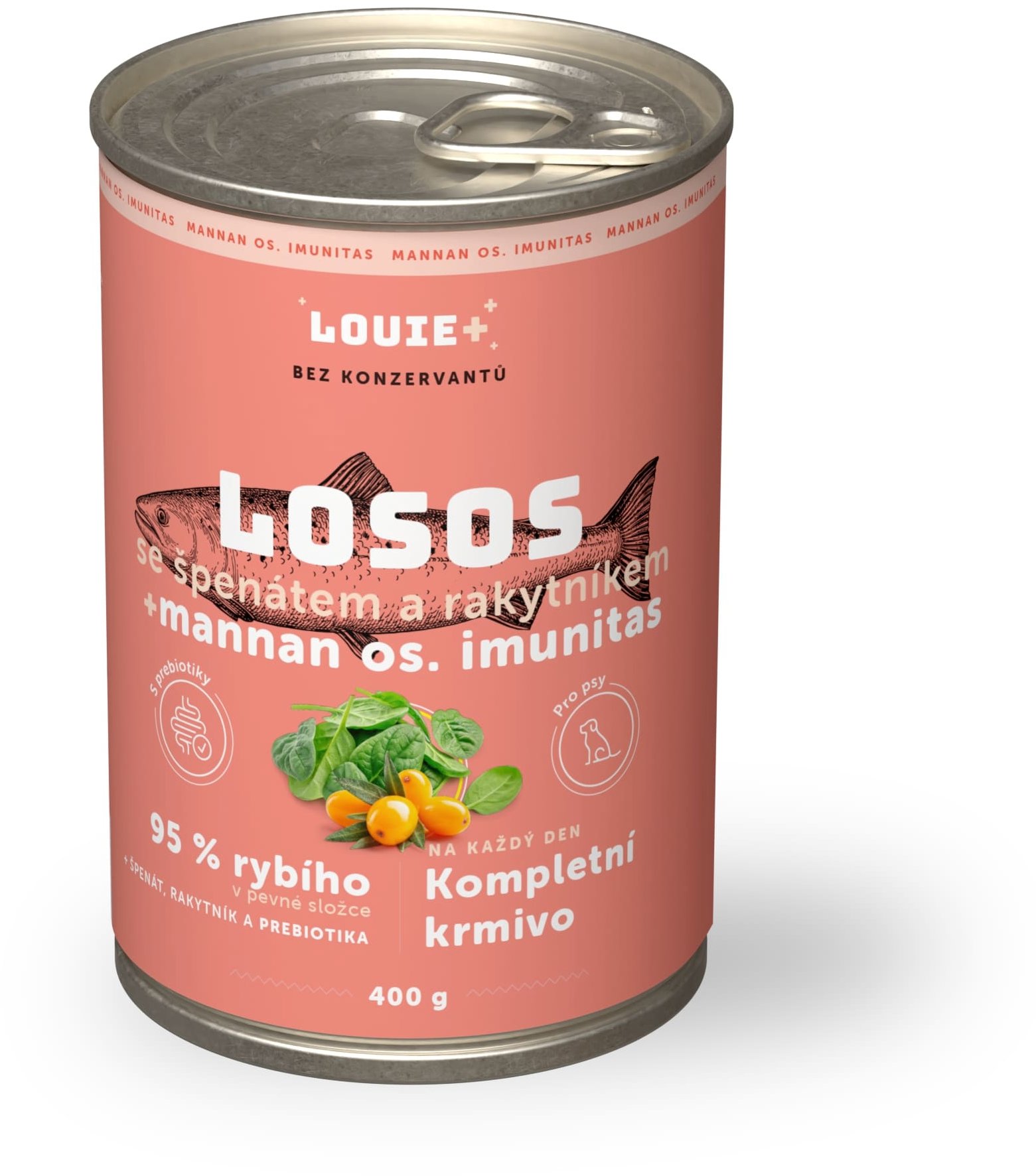 LOUIE Losos s rakytníkom, špenátom a prebiotikami 400 g