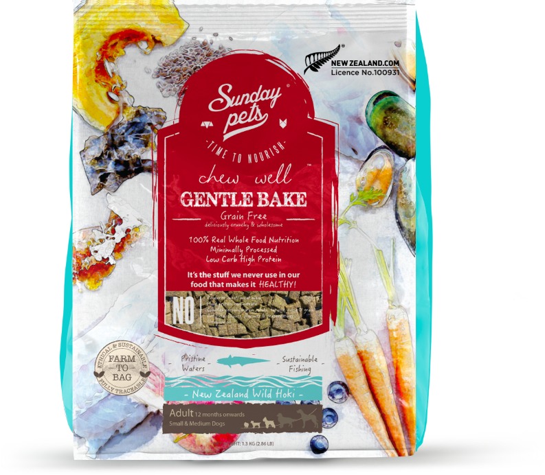 Sunday Pets Gentle Bake Hoki Monoproteín Adult Small/Medium 1,3 kg