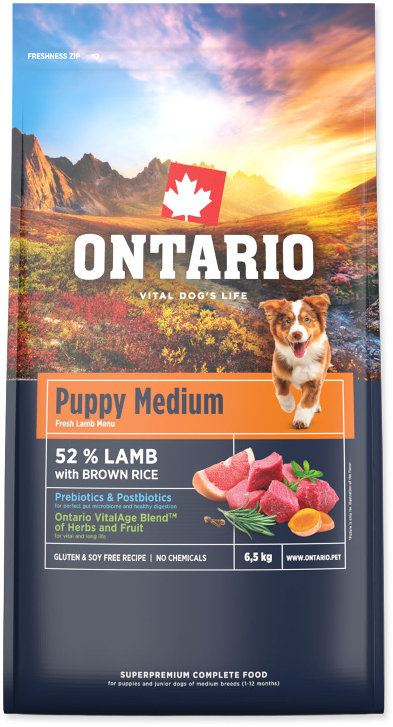 Ontario Puppy Medium Lamb & Brown Rice 6,5 kg
