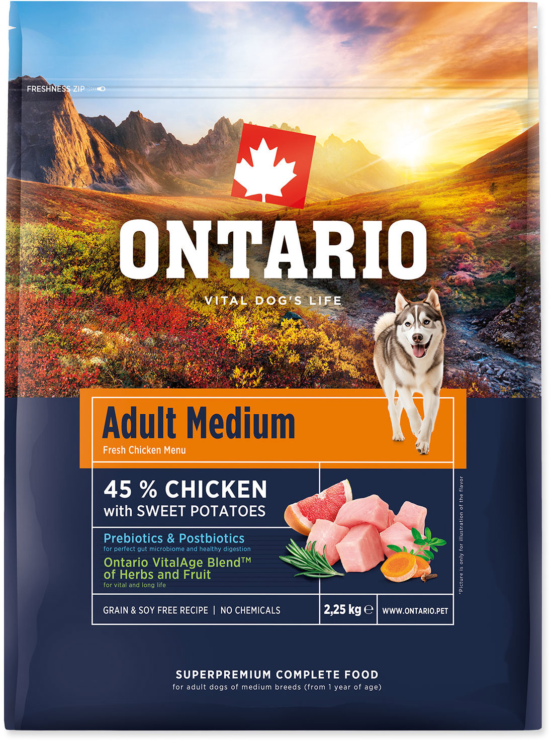 Ontario Adult Medium Chicken & Sweet Potatoes 2,25 kg