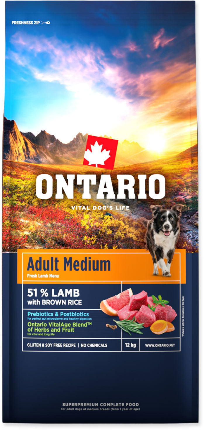 Ontario Adult Medium Lamb & Brown Rice 12 kg