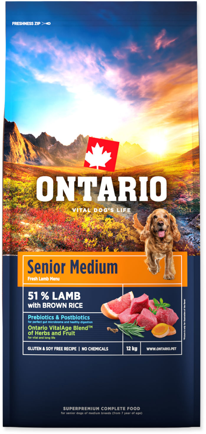 Ontario Senior Medium Lamb & Brown Rice 12 kg