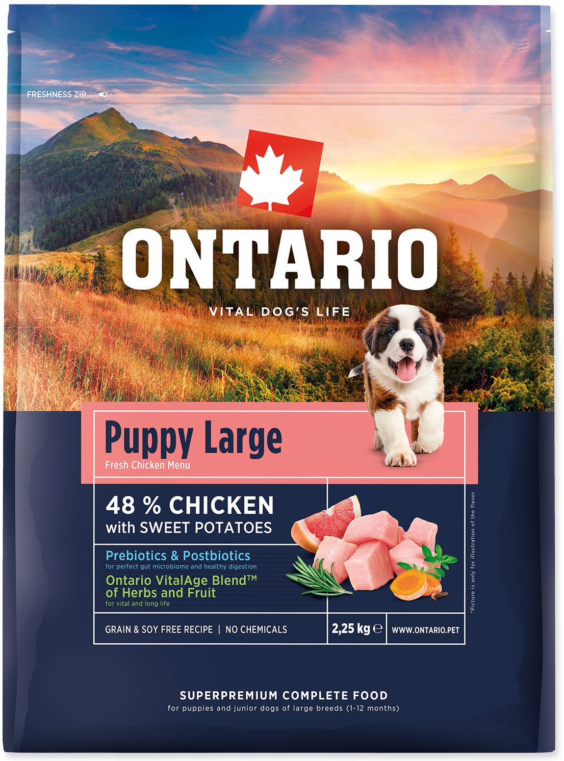 Ontario Puppy & Junior Large Chicken & Sweet Potatoes 2,25 kg