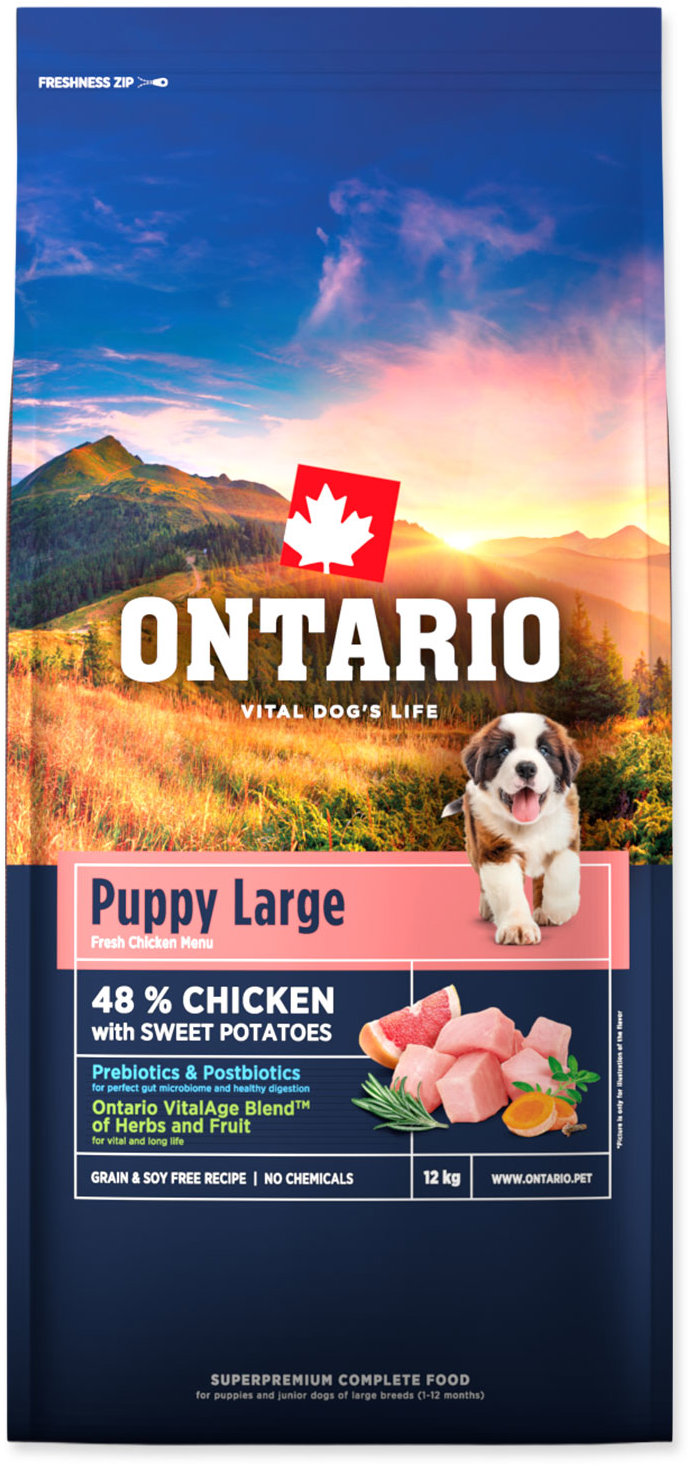 Ontario Puppy & Junior Large Chicken & Sweet Potatoes 12 kg
