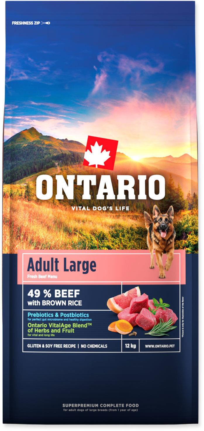 Ontario Adult Large Beef & Brown Rice 12 kg