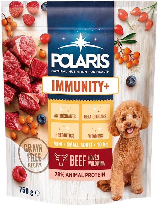 Polaris FM GF Imunity Small & Mini granuly bez obilnín pre dospelých psov s čerstvým hovädzím mäsom