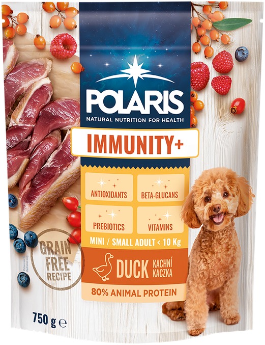 Polaris FM GF Imunity Small & Mini granuly bez obilnín pre dospelých psov s čerstvým kačacím mäsom 7