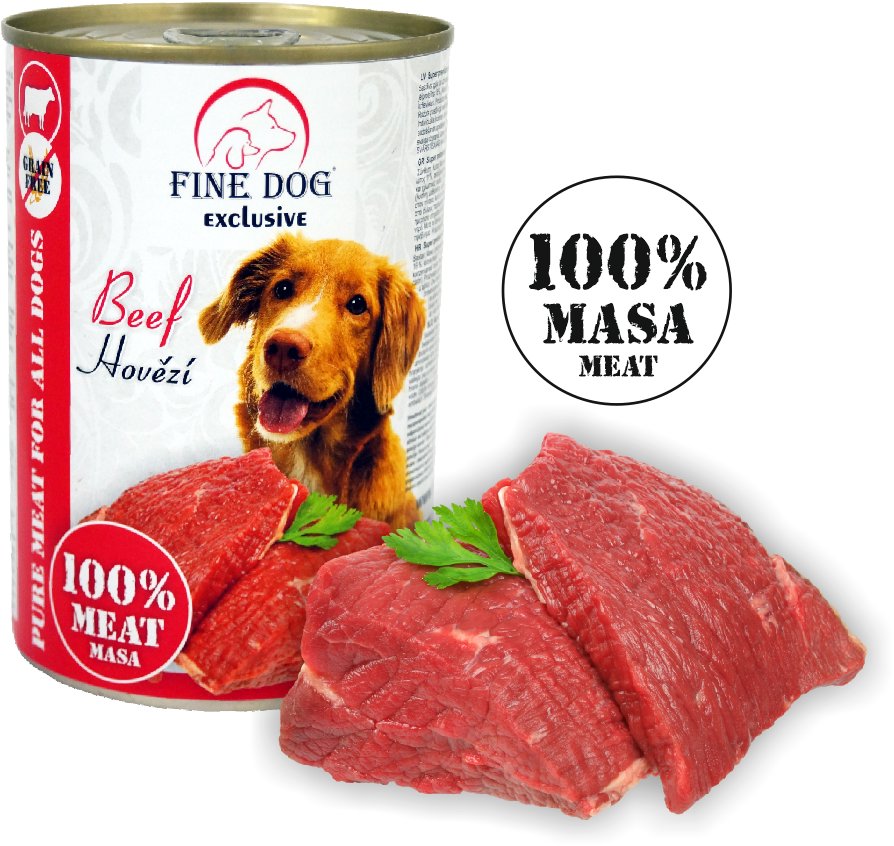 Fine Dog Exclusive konzerva pre psov 100 % mäsa mix 6× 400 g