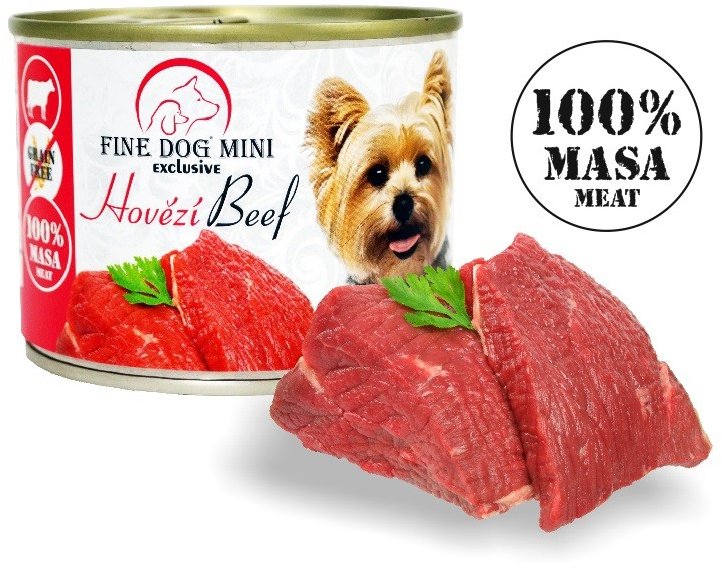 Fine Dog Mini Exclusive konzerva pre psov 100 % mäsa mix 6× 200 g