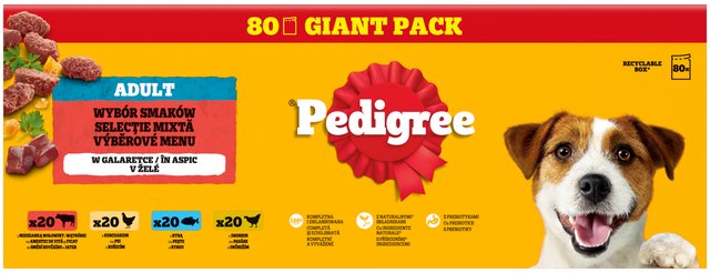 Pedigree zmiešaný výber kapsičiek v želé pre dospelých psov 80× 100 g