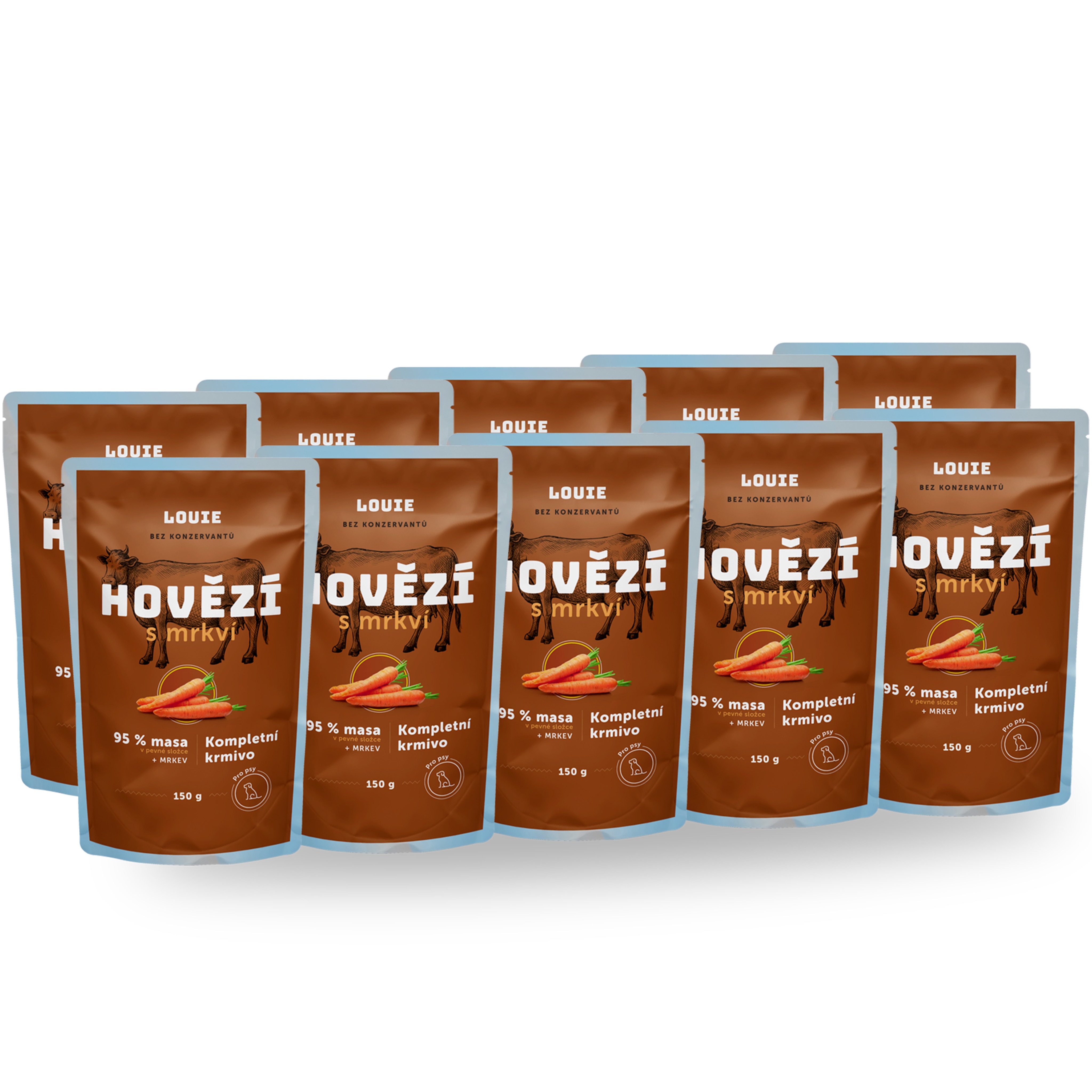 LOUIE balenie kapsičiek hovädzie s mrkvou, vitamínmi a minerálmi 10× 150 g