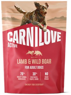 Carnilove Active Dog Dry Made with Lamb & Wild Boar pre Adult All Breeds 1,5 kg